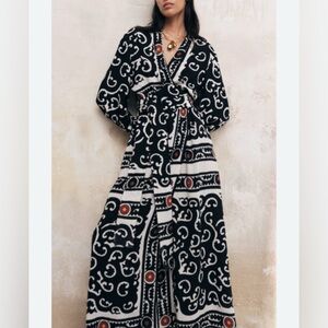 NEW ZARA PRINTED PAREO MAXI LONG DRESS WRAP STYLE SIZE S RARE